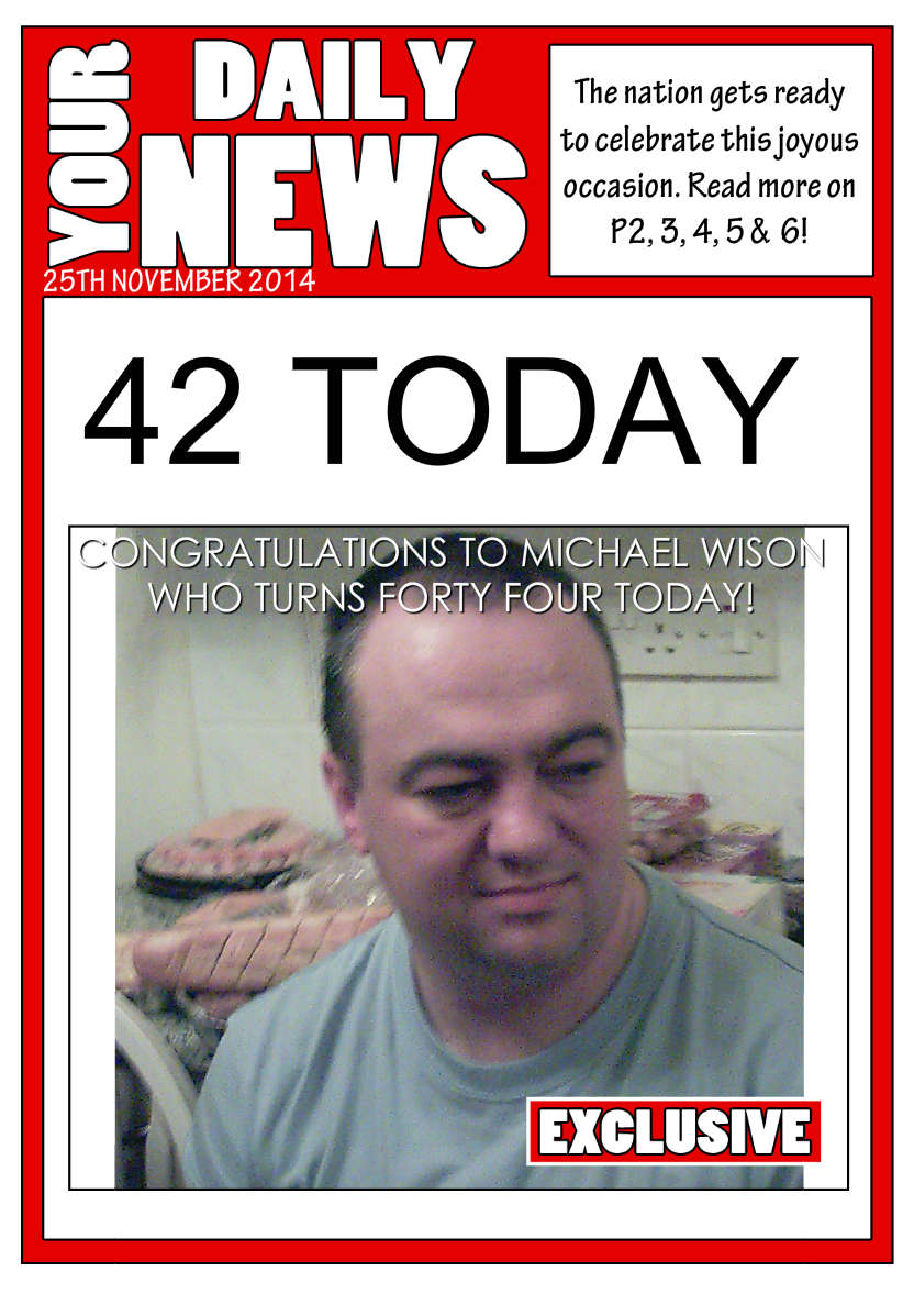 Your Daily News Spoof Newspaper Card Front - card made with Crafty Bob's Card Creator