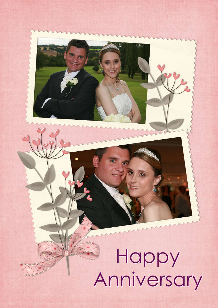 Scrapbook Style Anniversary Card - card made with Crafty Bob's Card Creator