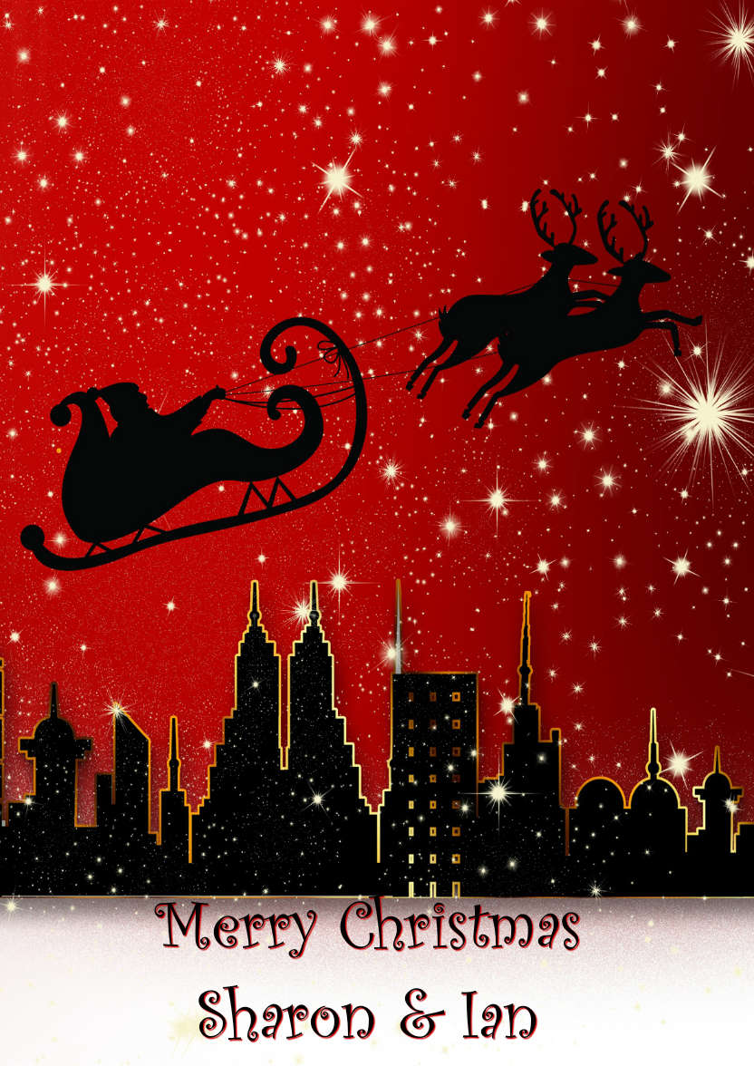 Christmas Silhouette City Scene - card made with Crafty Bob's Card Creator