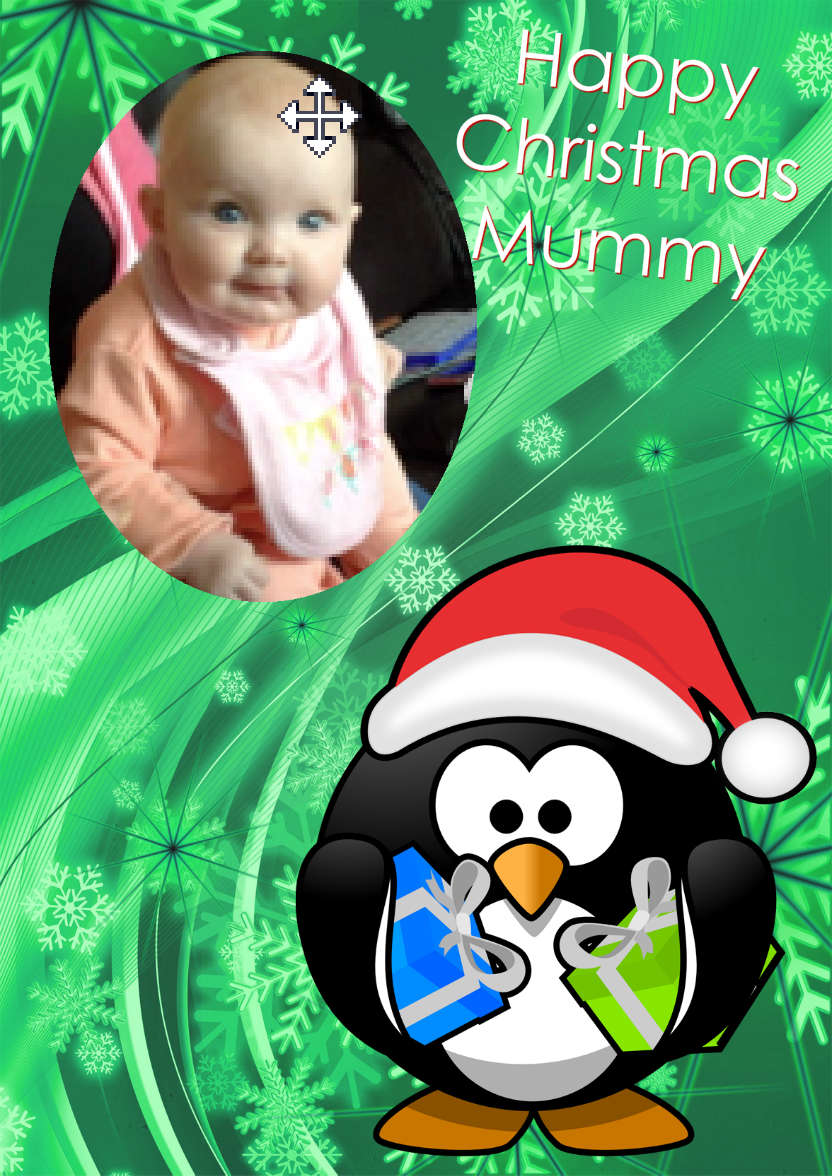 Christmas Penguin Aperture Card - card made with Crafty Bob's Card Creator