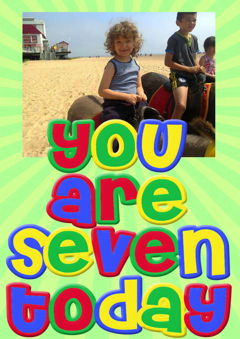 You Are Seven Boys Birthday Card - card made with Crafty Bob's Card Creator