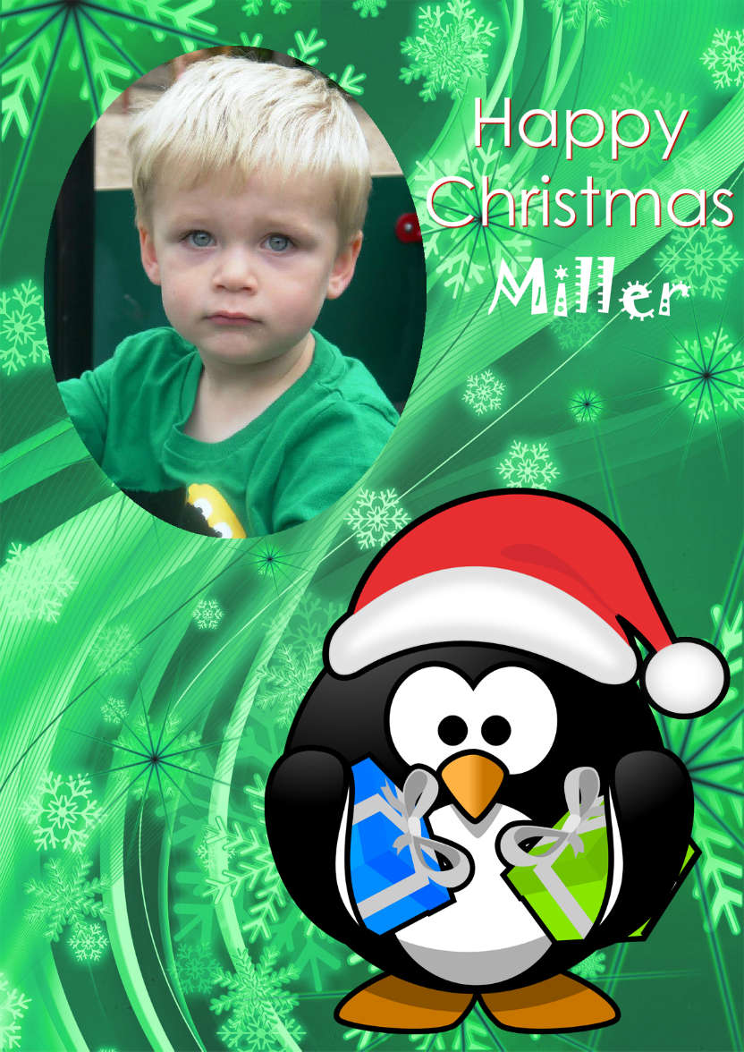 Christmas Penguin Aperture Card - card made with Crafty Bob's Card Creator