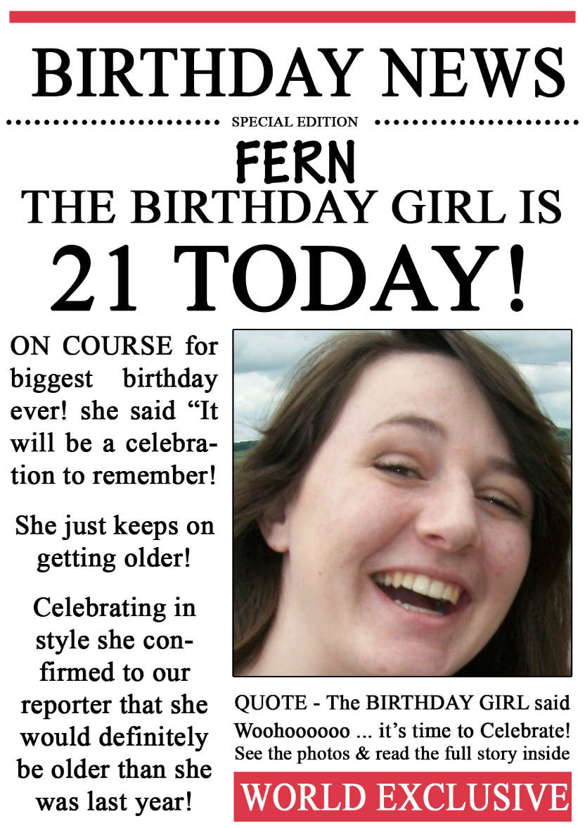 21 Today Birthday News Photo Upload Card - card made with Crafty Bob's Card Creator