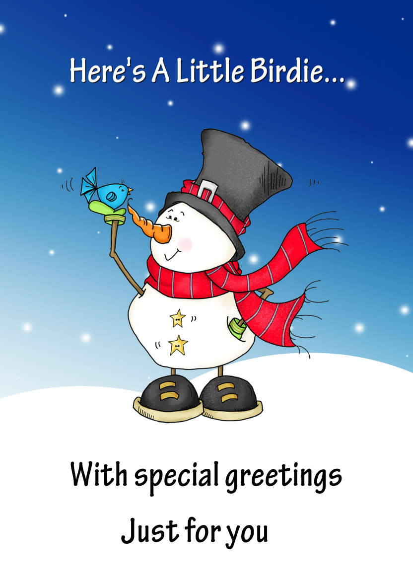 A Little Birdie Told Me It's Christmas Card Front - card made with Crafty Bob's Card Creator