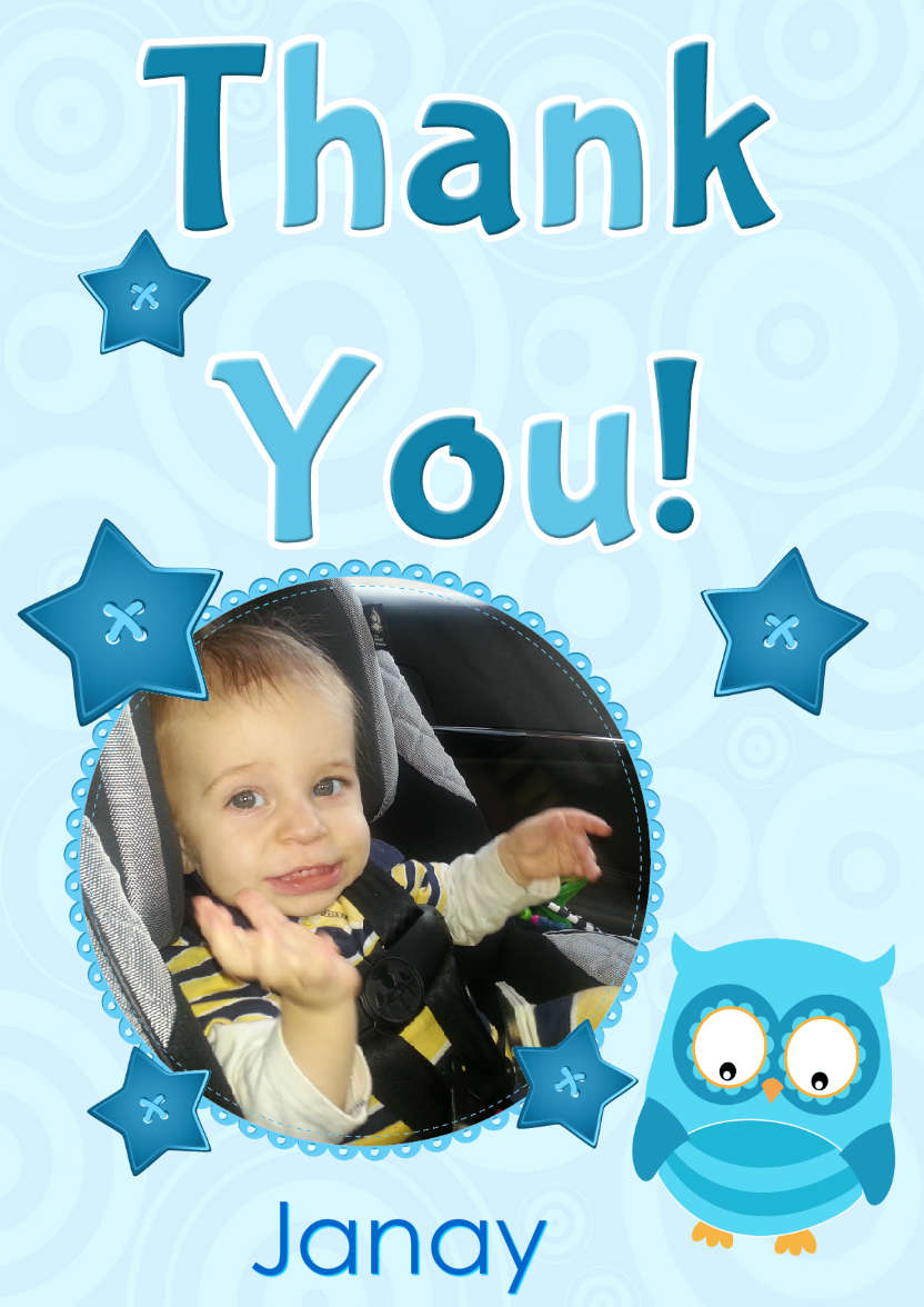 Thank You Owl Photo Card - card made with Crafty Bob's Card Creator