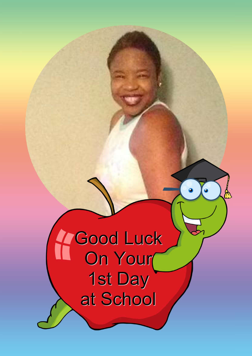 Bookworm and Apple School Photo Card - card made with Crafty Bob's Card Creator