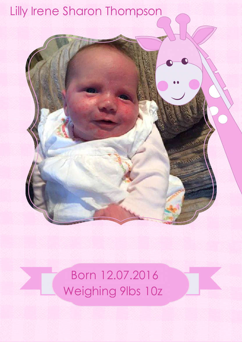Baby Girl Giraffe Photo Card - card made with Crafty Bob's Card Creator