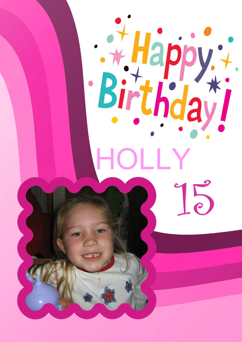 Pink Birthday Wave Card Front - card made with Crafty Bob's Card Creator