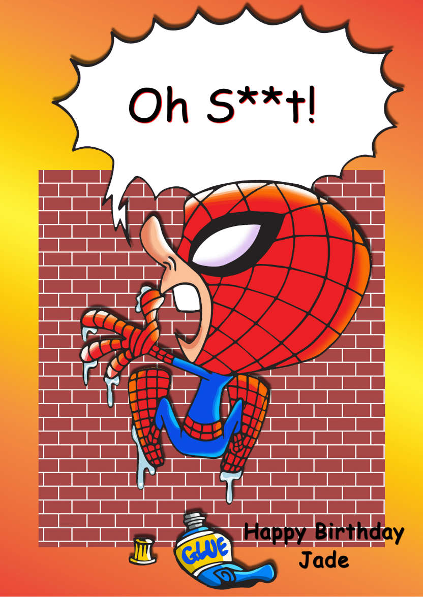 Spoof Spiderman Humorous Card - card made with Crafty Bob's Card Creator