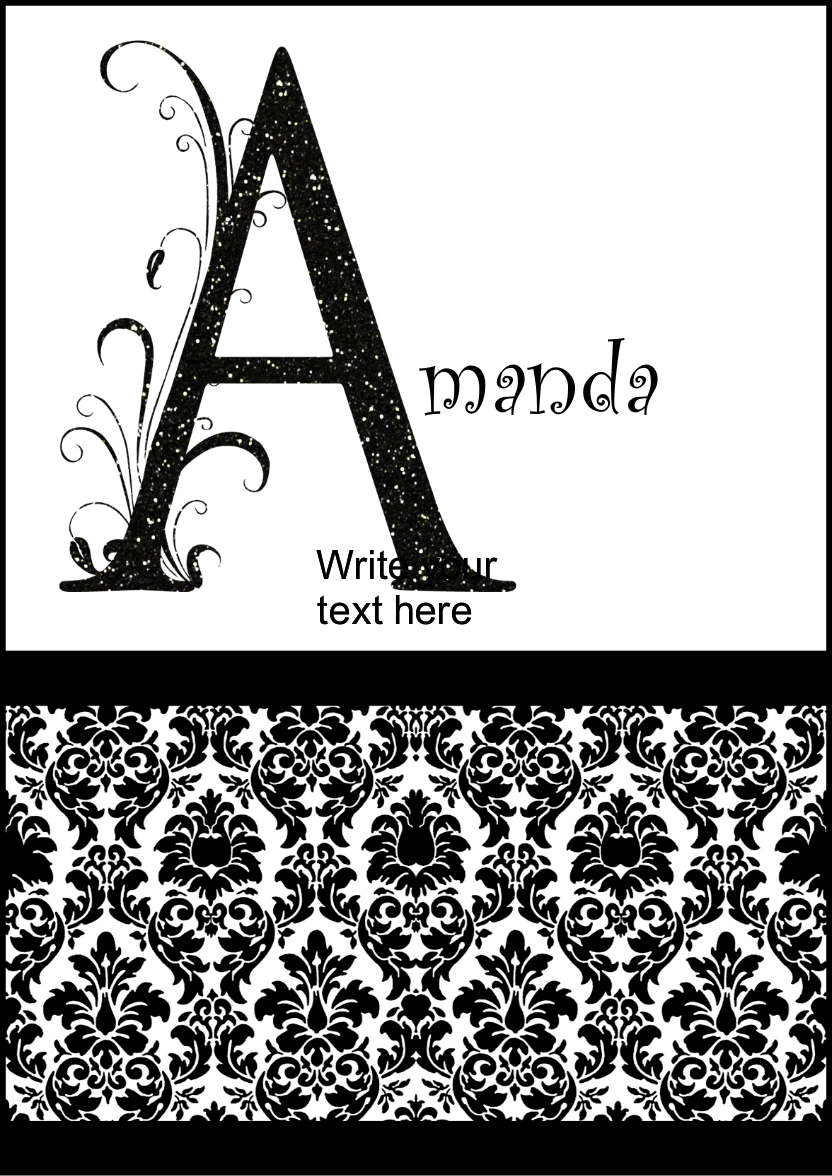 Damask Monogram Letter a Card - card made with Crafty Bob's Card Creator
