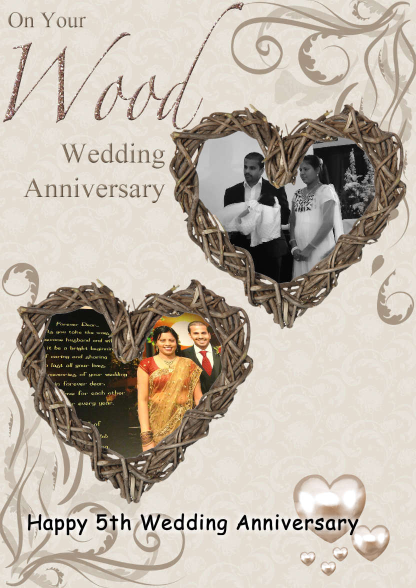 Wood Wedding Anniversary Hearts Photo Card - card made with Crafty Bob's Card Creator