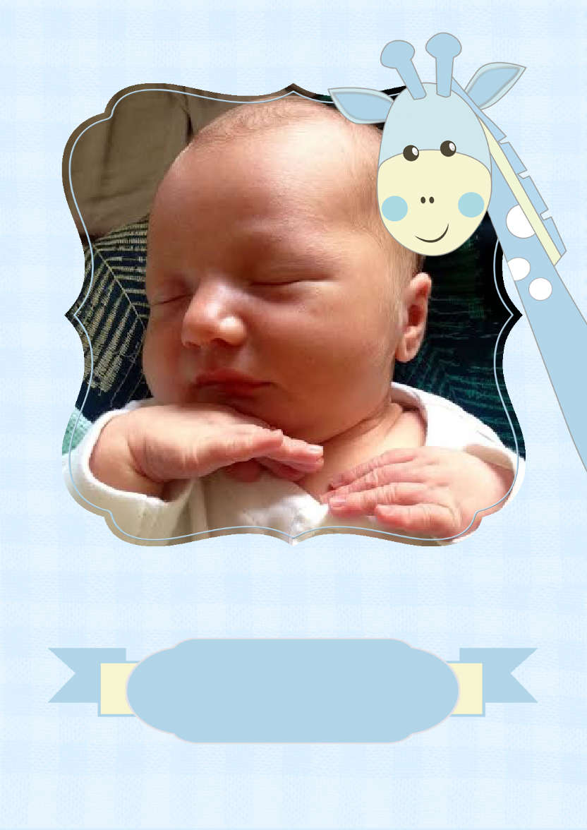 Baby Boy Giraffe Photo Card - card made with Crafty Bob's Card Creator