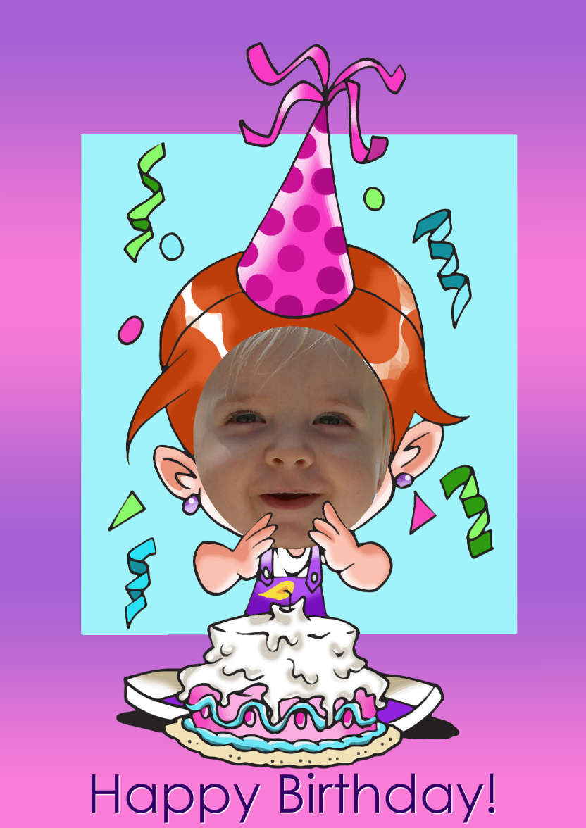 Birthday Girl Aperture Card Front - card made with Crafty Bob's Card Creator