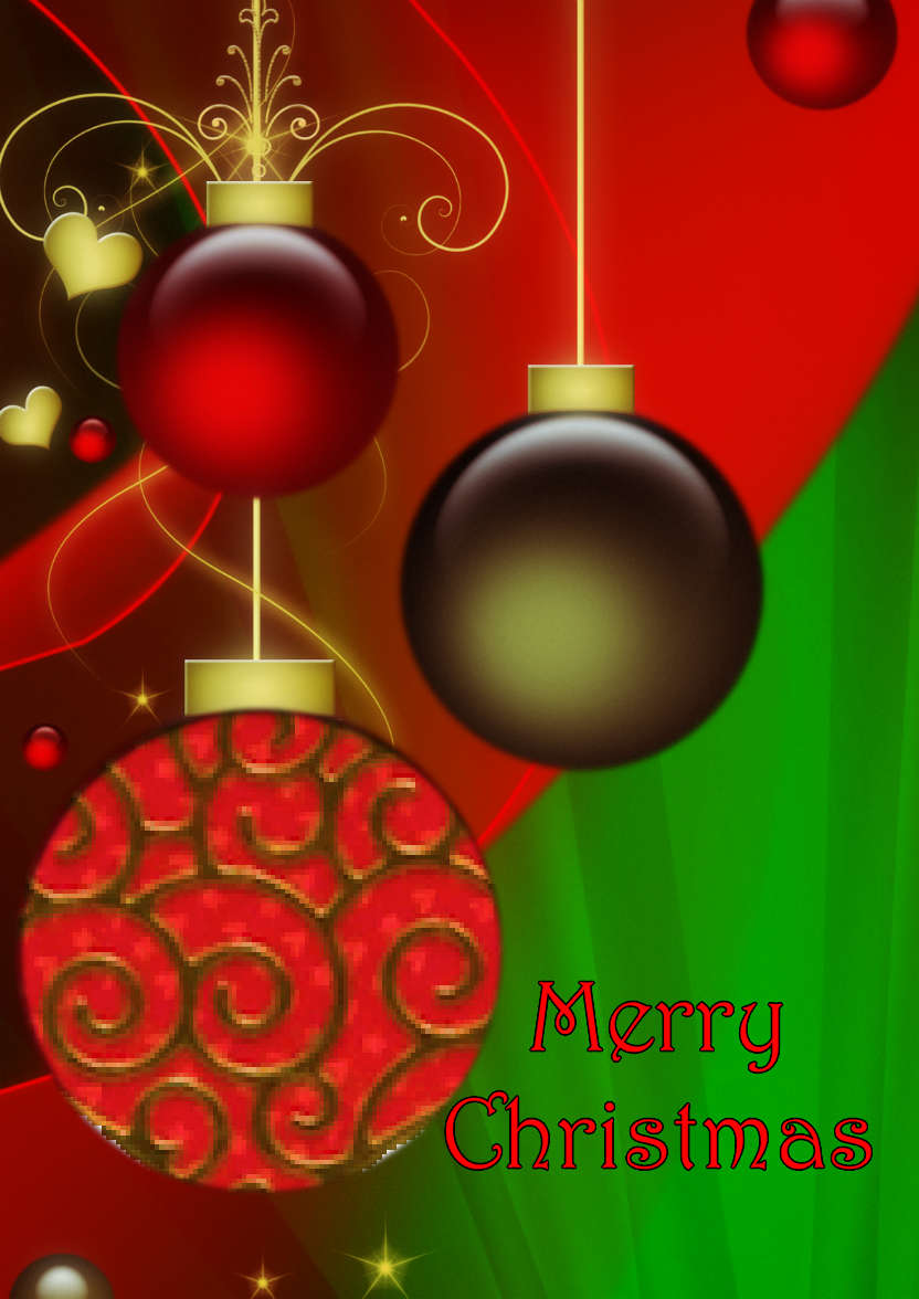 Red and Green Vintage Ornament Christmas Photo Card - card made with Crafty Bob's Card Creator