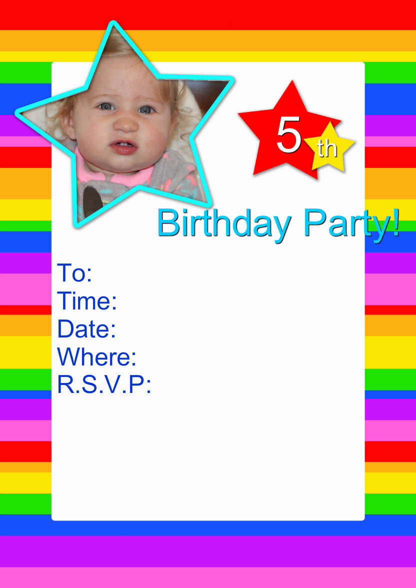 Rainbow Photo Aperture Invitation - card made with Crafty Bob's Card Creator