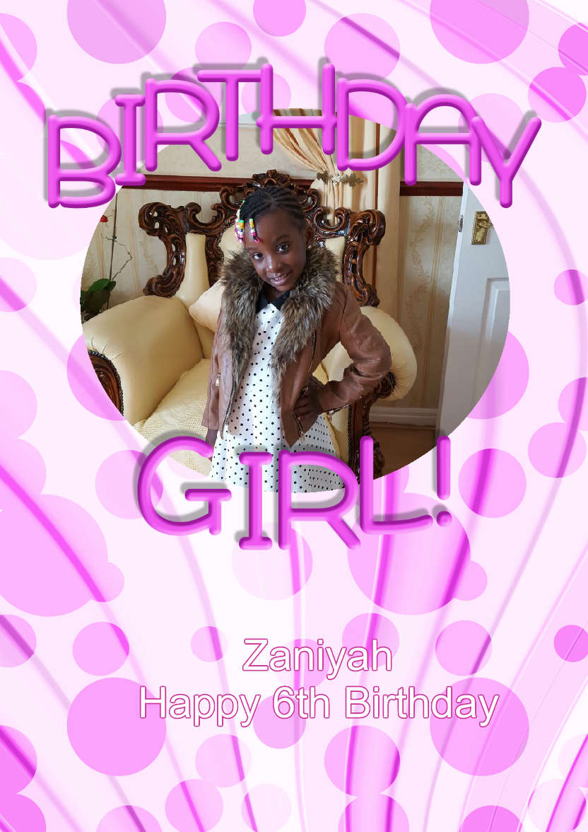 Birthday Girl Aperture Frame Card - card made with Crafty Bob's Card Creator
