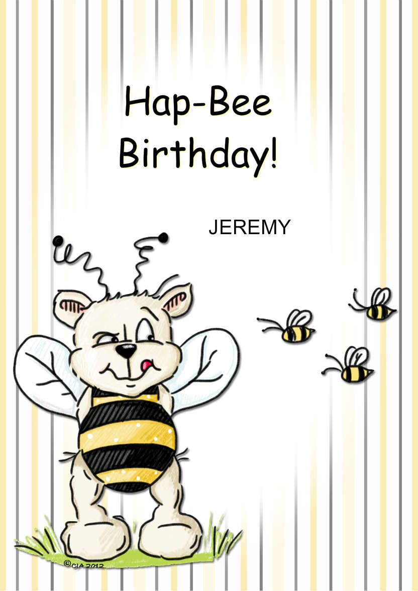 Bentley Bear and His Bees - card made with Crafty Bob's Card Creator