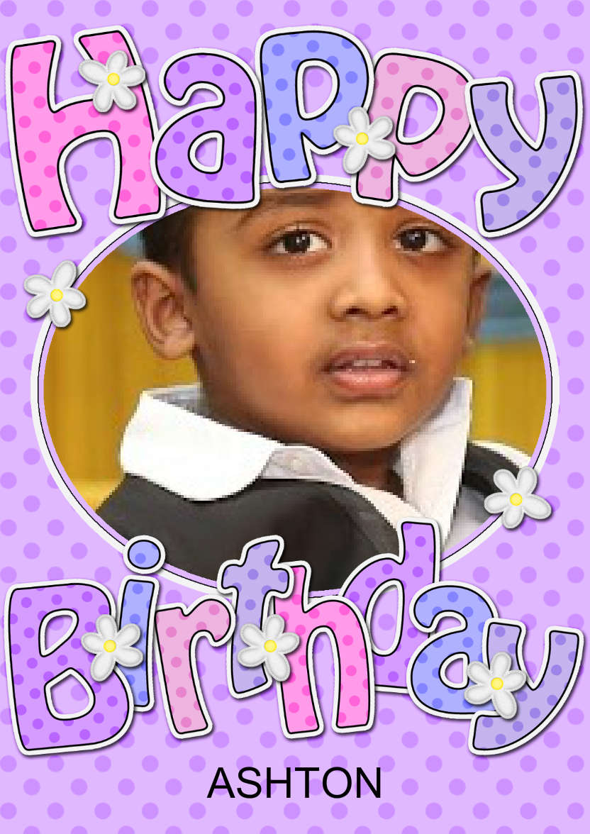 Birthday Dots & Flowers Photo Upload Card - card made with Crafty Bob's Card Creator
