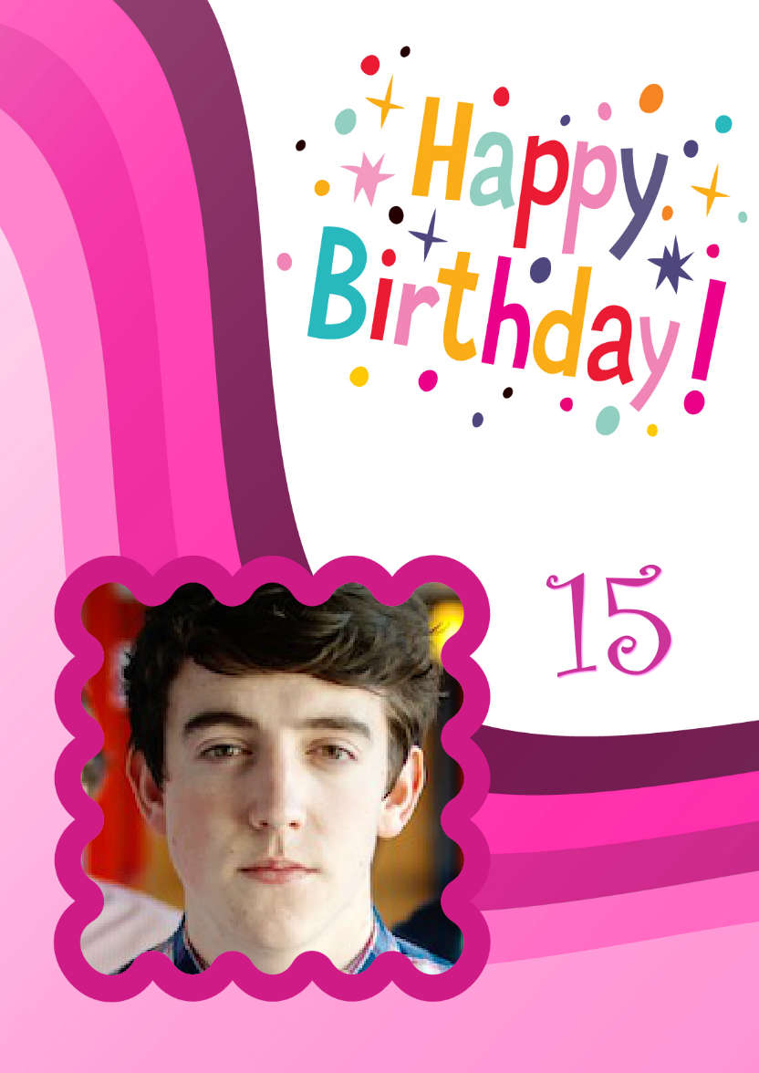 Pink Birthday Wave Card Front - card made with Crafty Bob's Card Creator