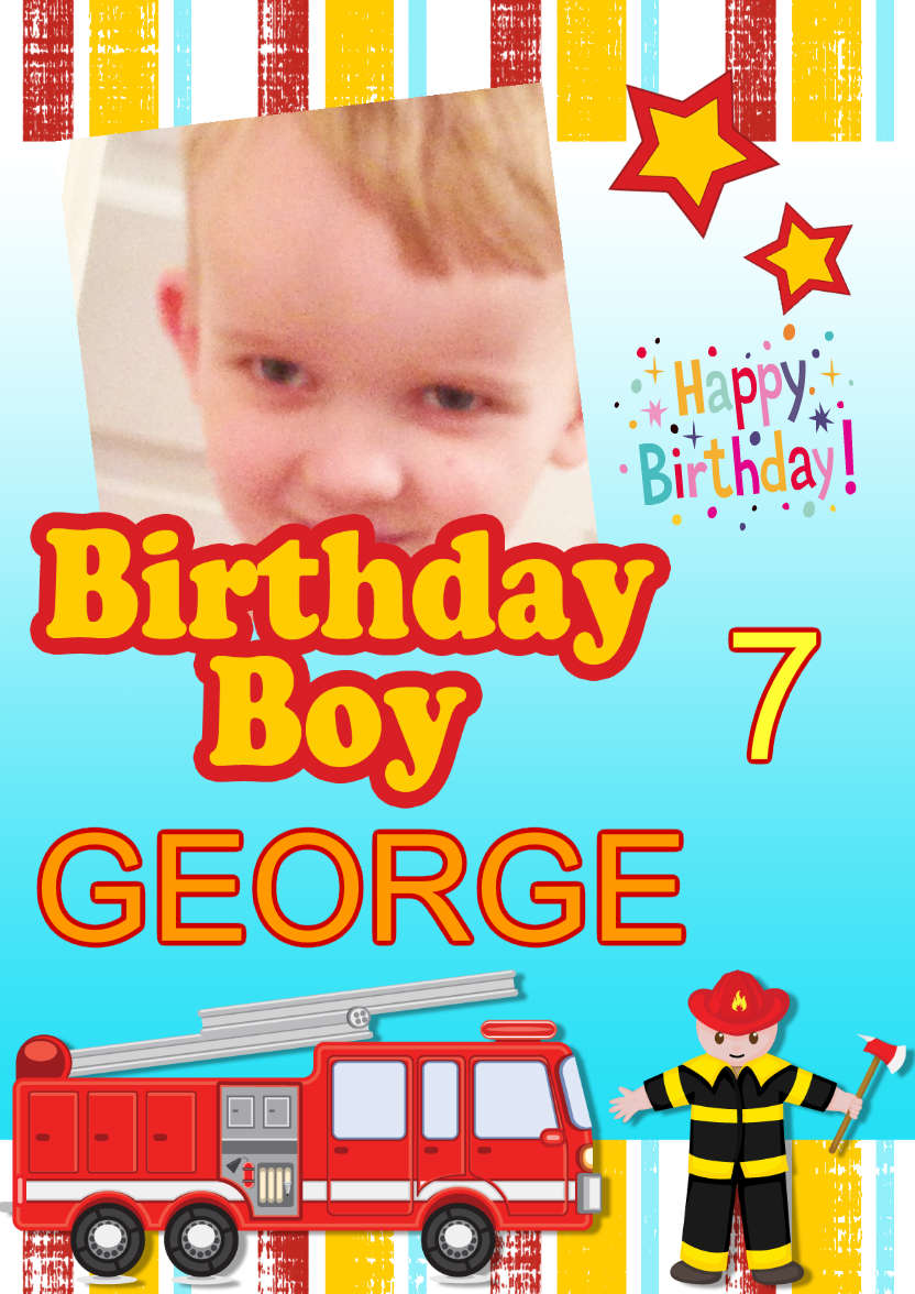 Fire Fighter Birthday Photo Card - card made with Crafty Bob's Card Creator