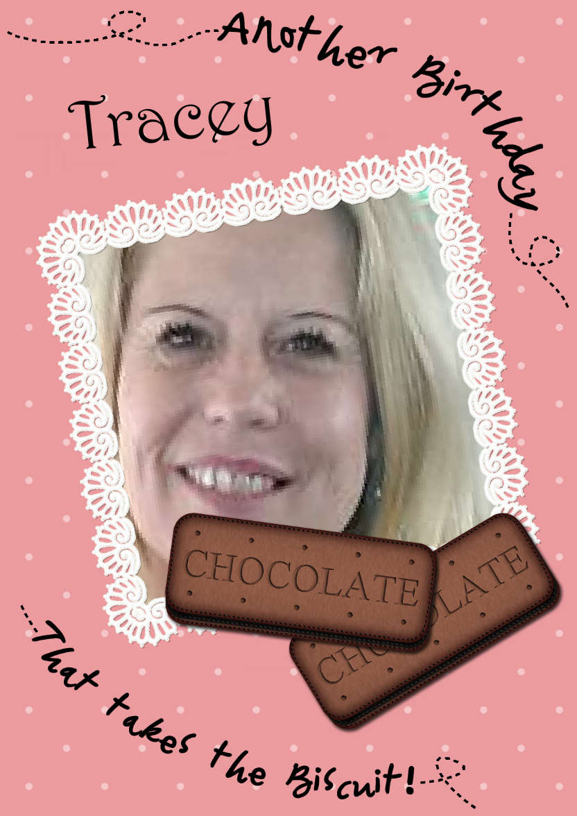 Birthday Bourbon Biscuits Photo Upload Card - card made with Crafty Bob's Card Creator