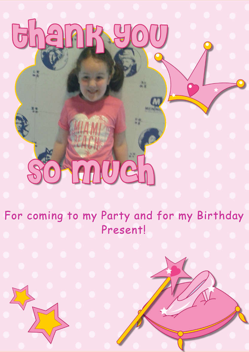 Thank You Princess Themed Aperture Card Front - card made with Crafty Bob's Card Creator