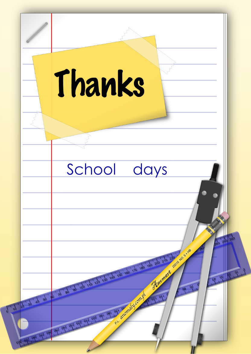 Paper and Stationary Thank You Teacher Card - card made with Crafty Bob's Card Creator