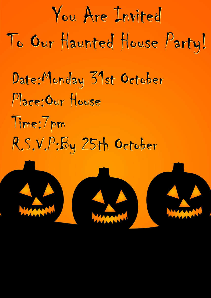 Silhouette Pumpkins Halloween Party Invitation - card made with Crafty Bob's Card Creator
