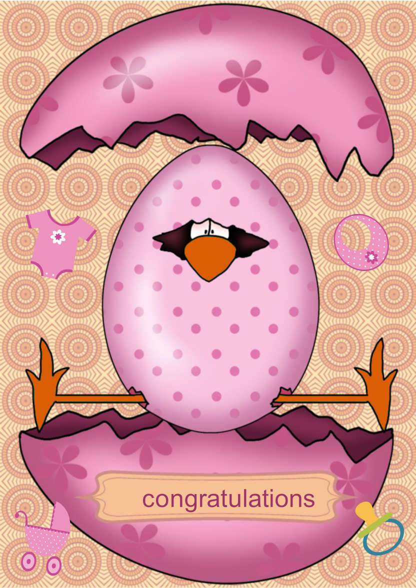 Yippee Chick Baby Girl - card made with Crafty Bob's Card Creator