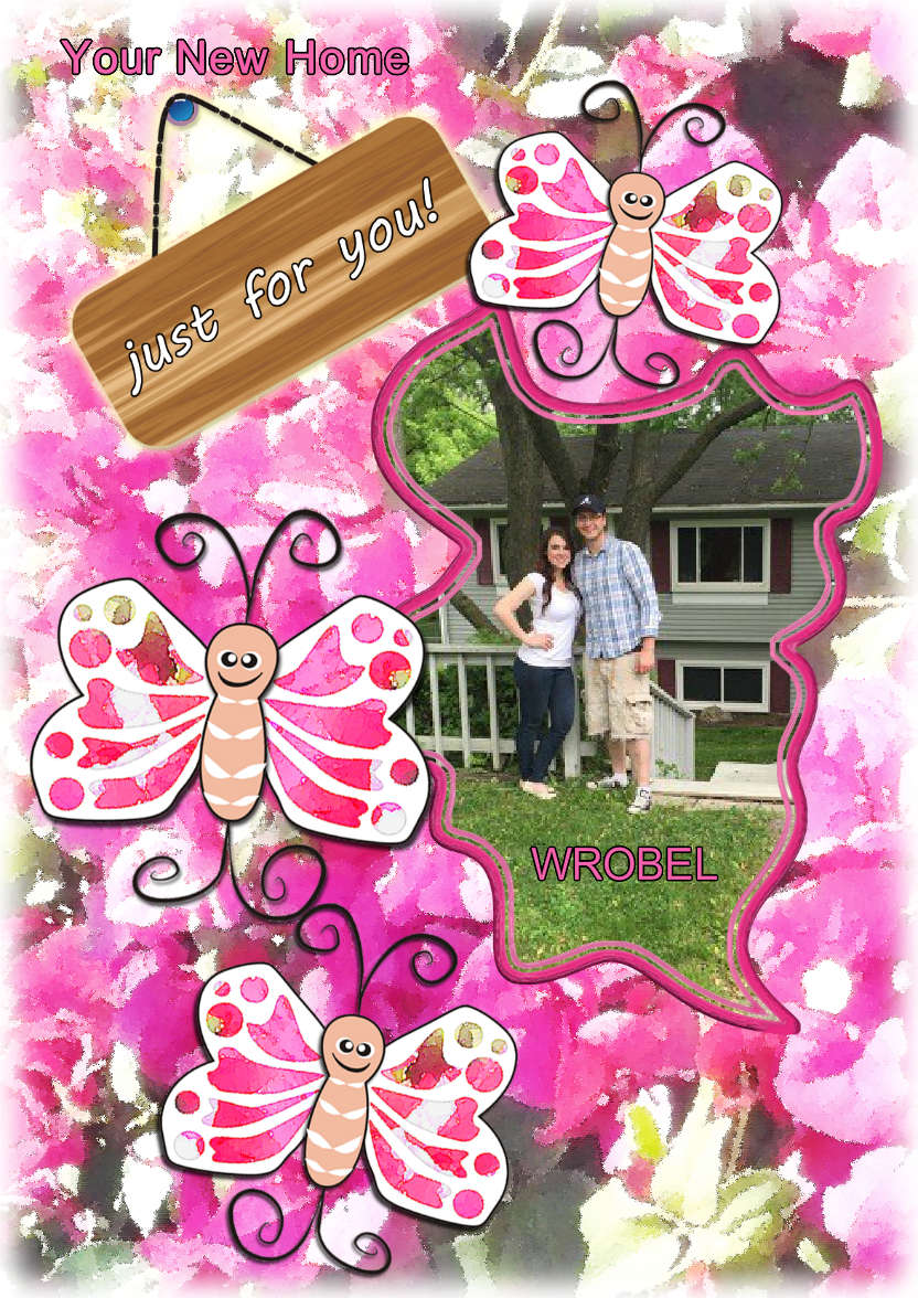 Pink Purple Blossoms - card made with Crafty Bob's Card Creator