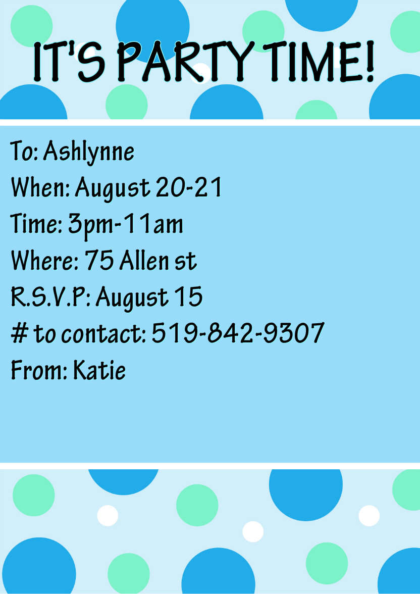 Bright and Funky Dots Invitation Blue - card made with Crafty Bob's Card Creator