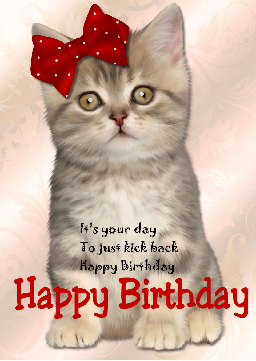 Cute Kitten Happy Birthday - card made with Crafty Bob's Card Creator
