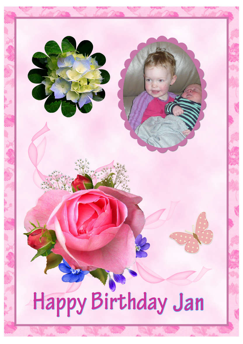 Pink Rose Spray - card made with Crafty Bob's Card Creator