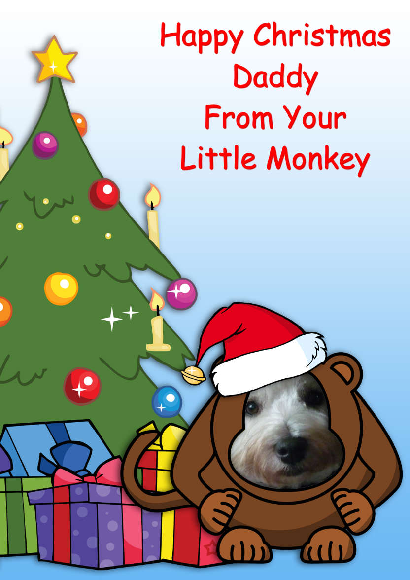 Little Monkey Christmas Photo Card - card made with Crafty Bob's Card Creator
