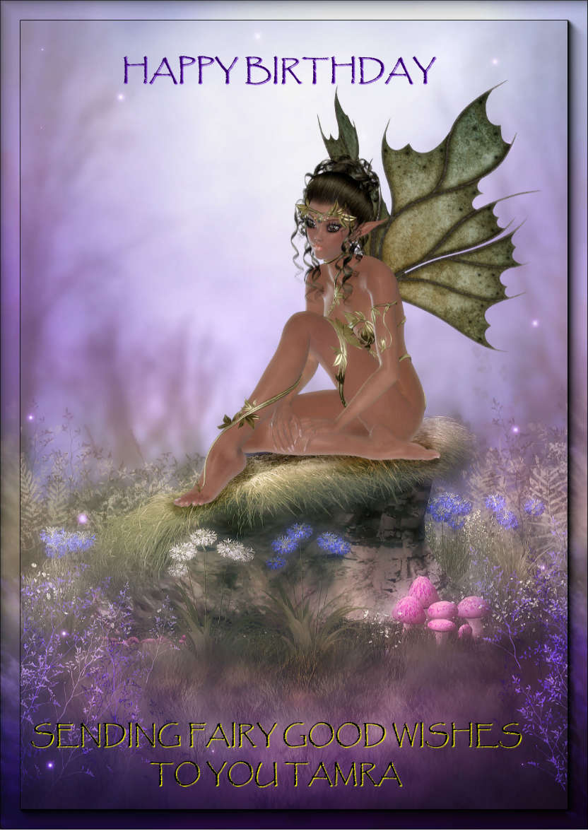 Thoughtful Fairy on a Hill - card made with Crafty Bob's Card Creator