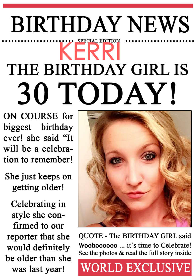 30 Today Birthday News Photo Upload Card - card made with Crafty Bob's Card Creator