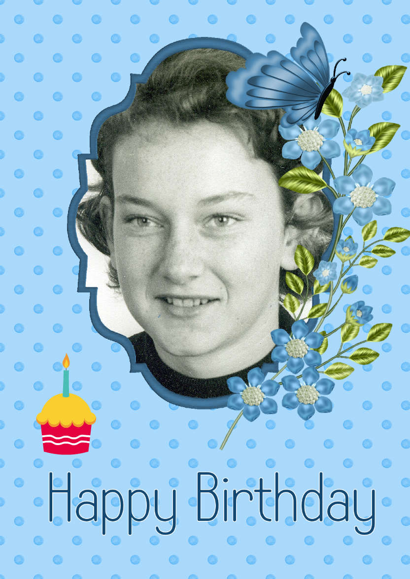 Birthday Blues - card made with Crafty Bob's Card Creator