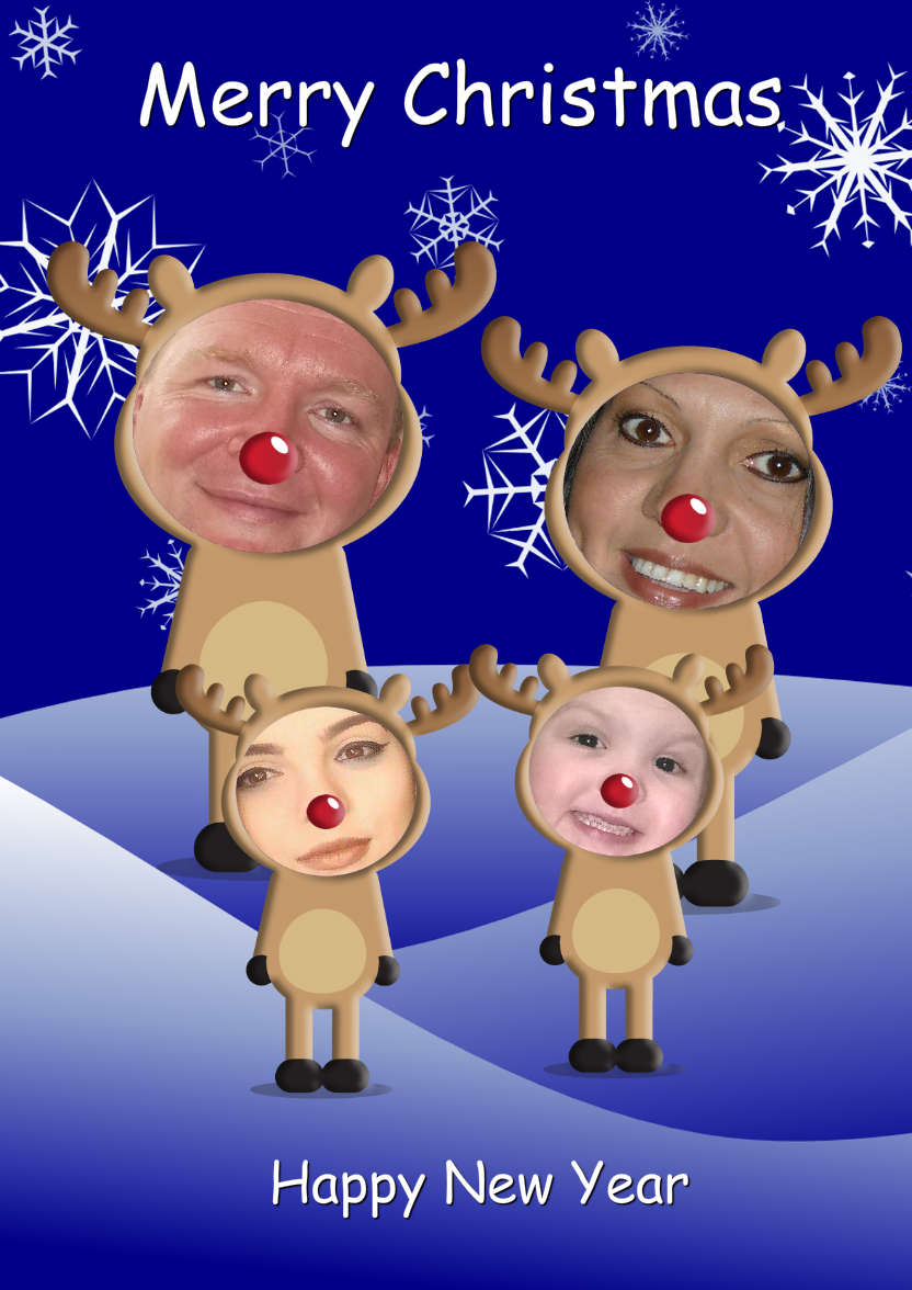 Reindeer Family Photo Card - card made with Crafty Bob's Card Creator