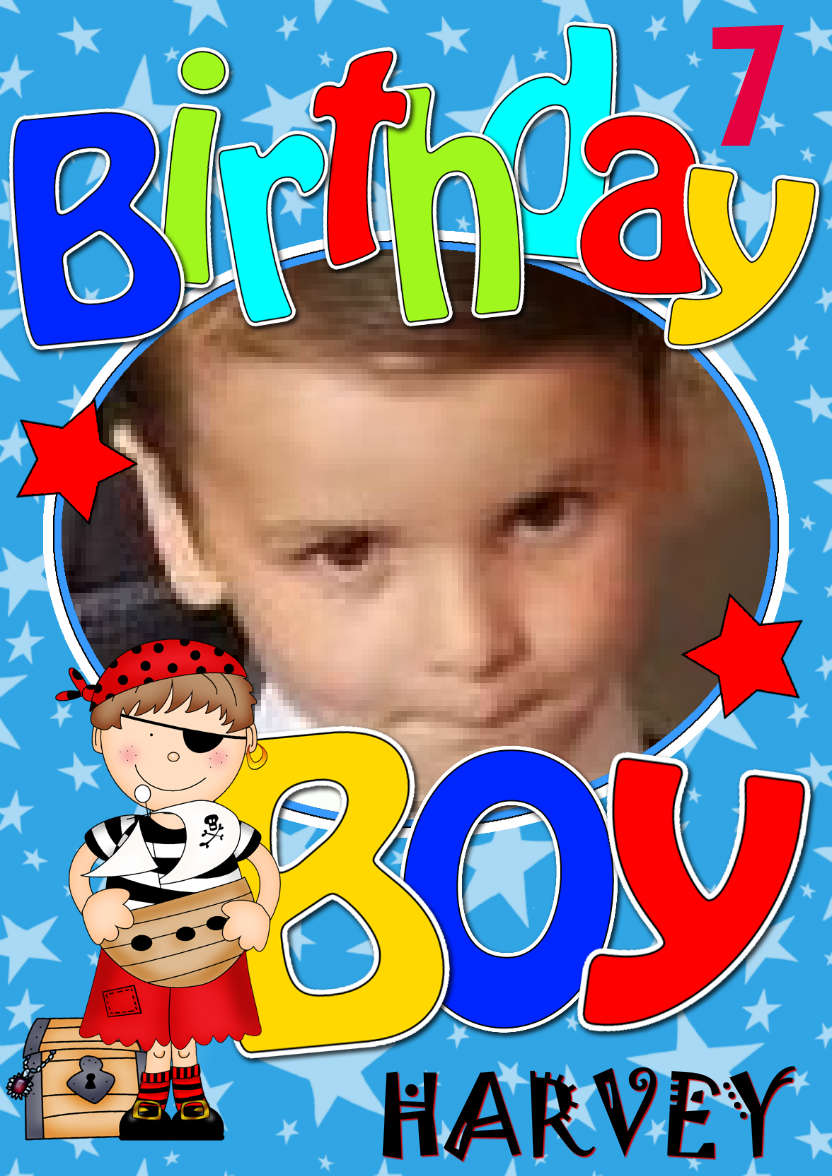 Birthday Pirate Photo Upload Card - card made with Crafty Bob's Card Creator