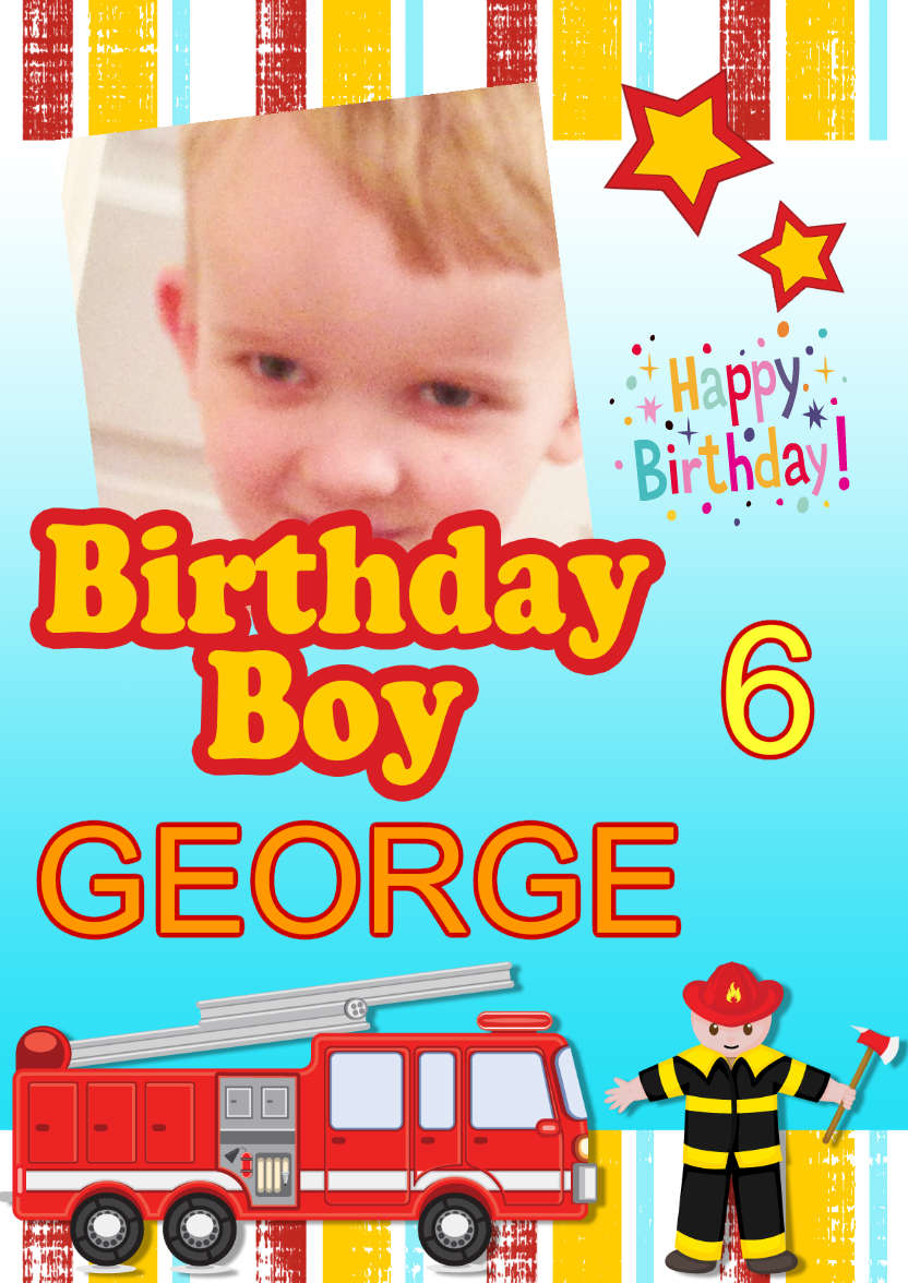 Fire Fighter Birthday Photo Card - card made with Crafty Bob's Card Creator