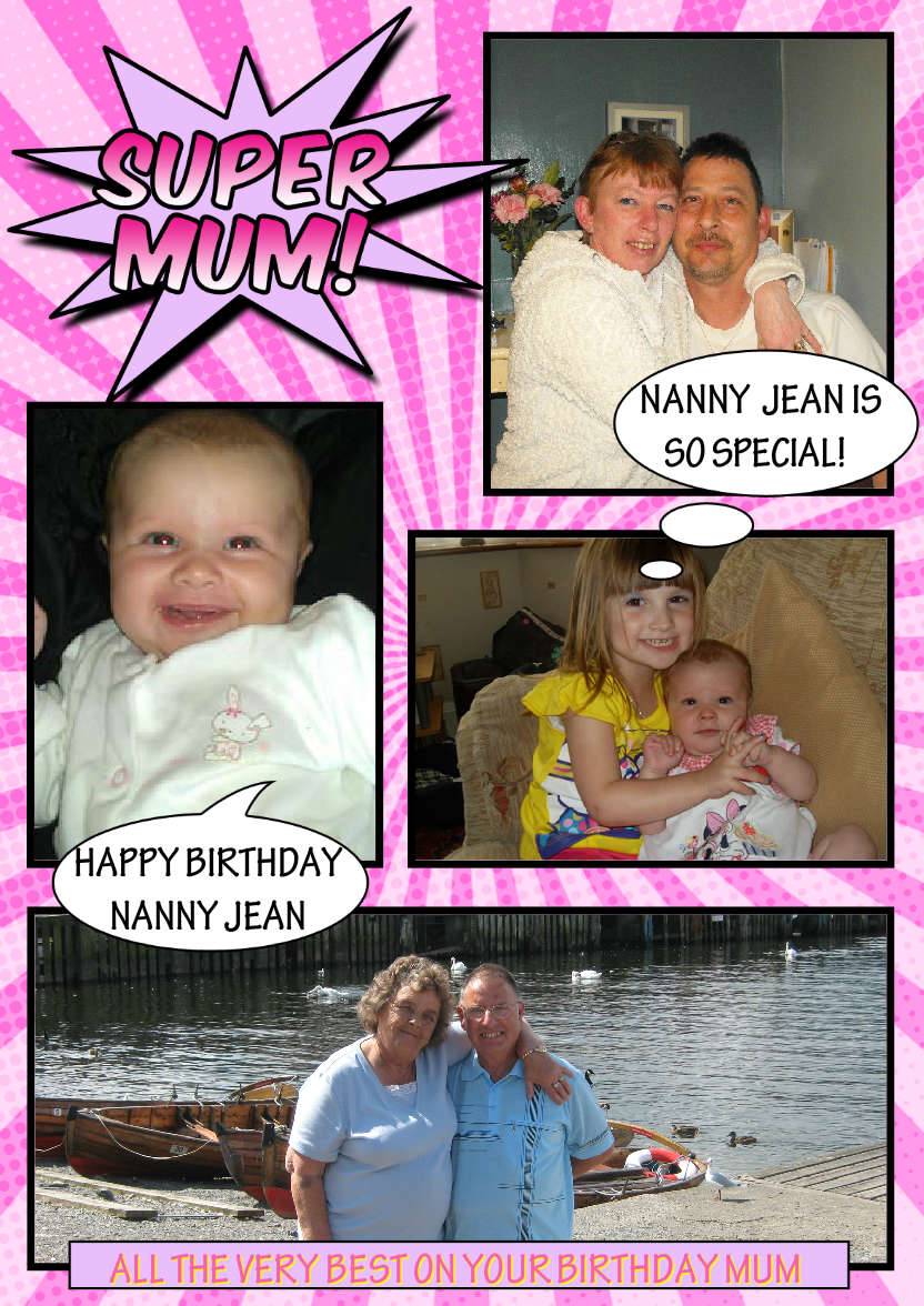 Comic Style Super Mum Photo Card - card made with Crafty Bob's Card Creator