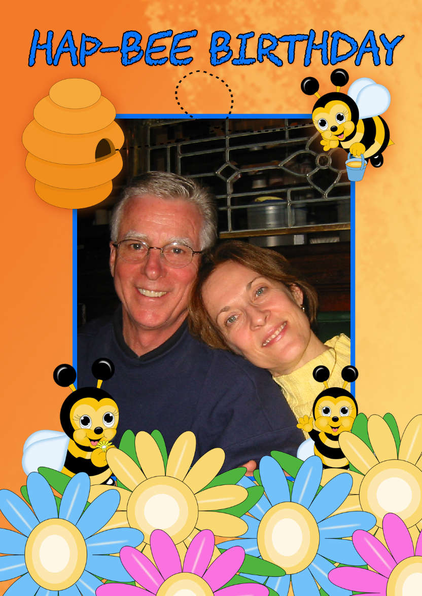 Bee Birthday Card Your Photo Here - card made with Crafty Bob's Card Creator