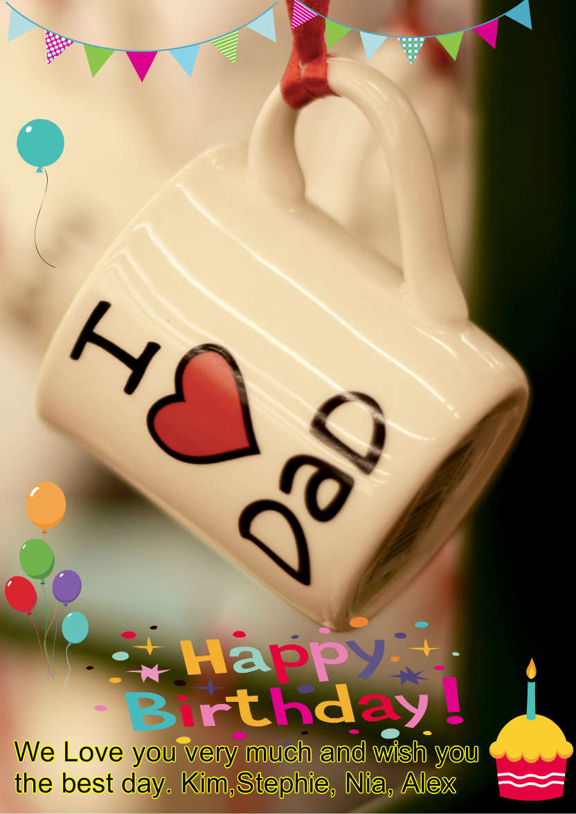 I Love Dad Cup Card - card made with Crafty Bob's Card Creator