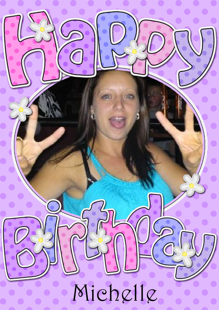 Birthday Dots & Flowers Photo Upload Card - card made with Crafty Bob's Card Creator