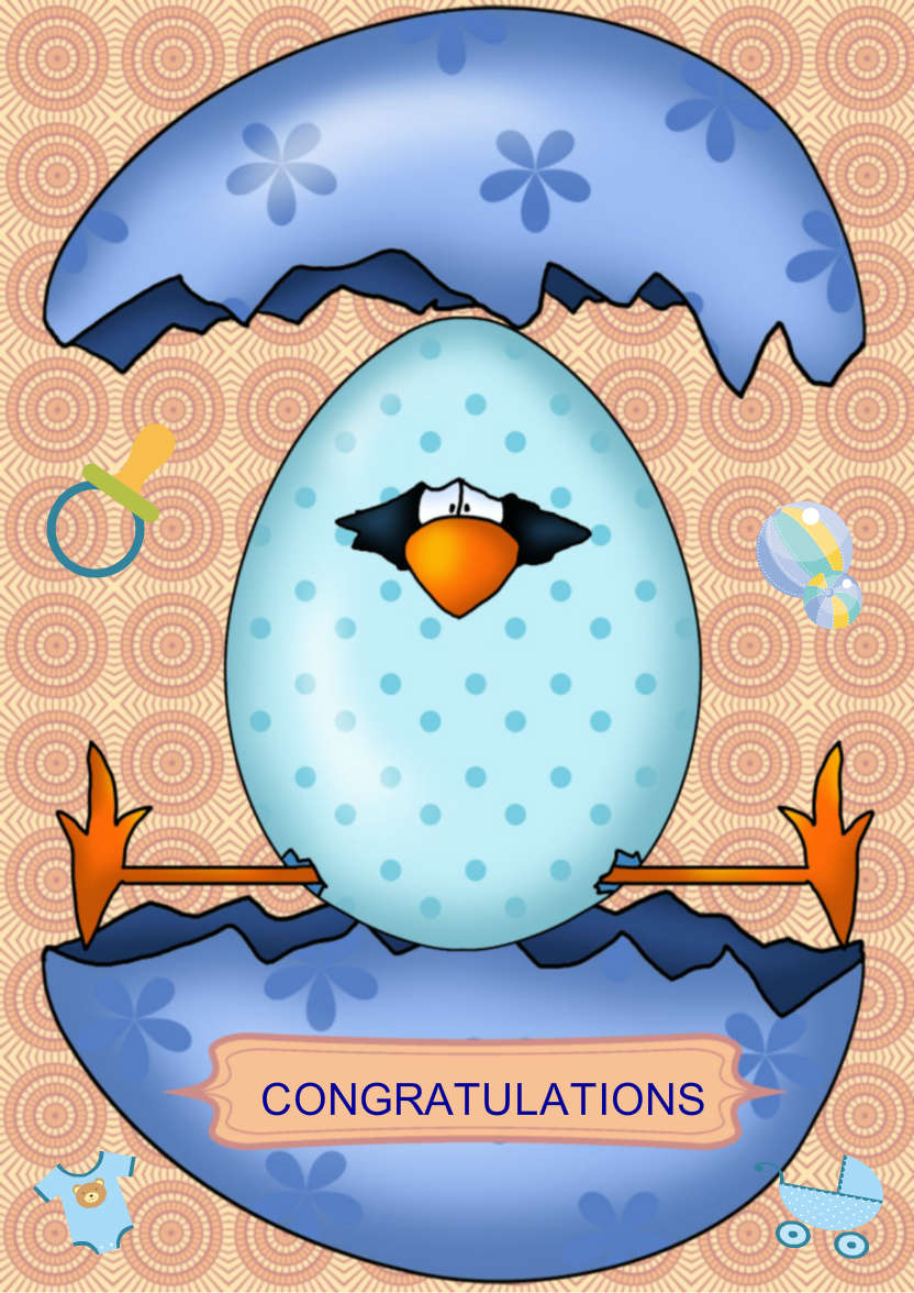 Yippee Chick Baby Boy - card made with Crafty Bob's Card Creator