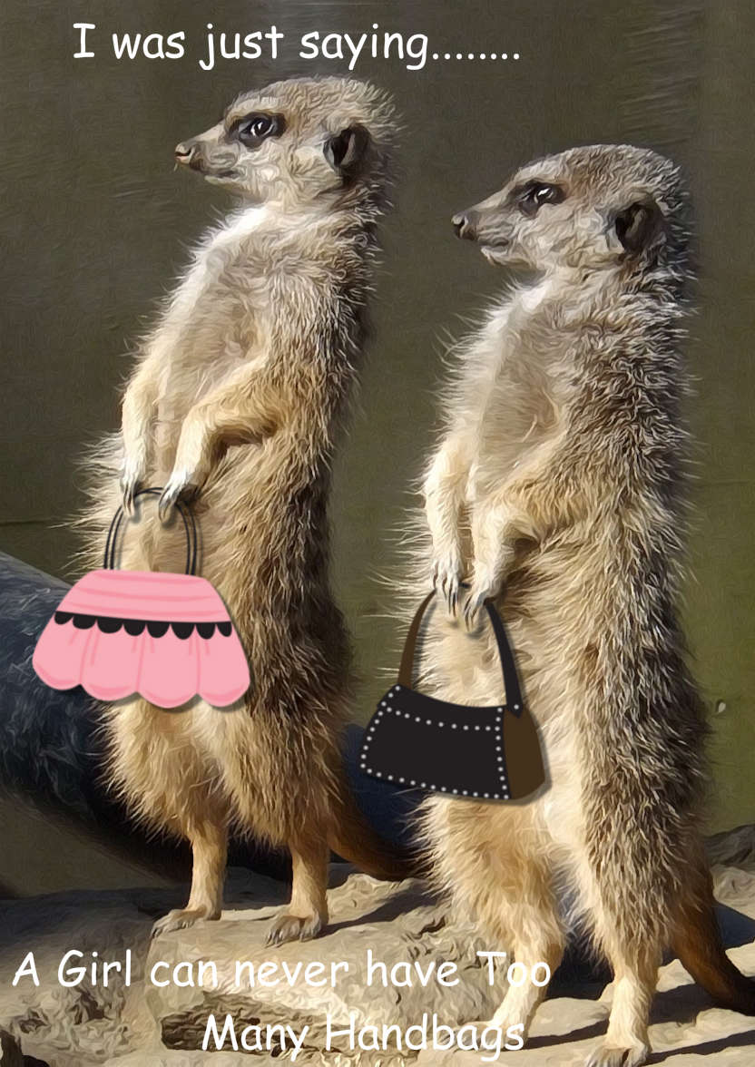 Meerkats with Handbags - card made with Crafty Bob's Card Creator