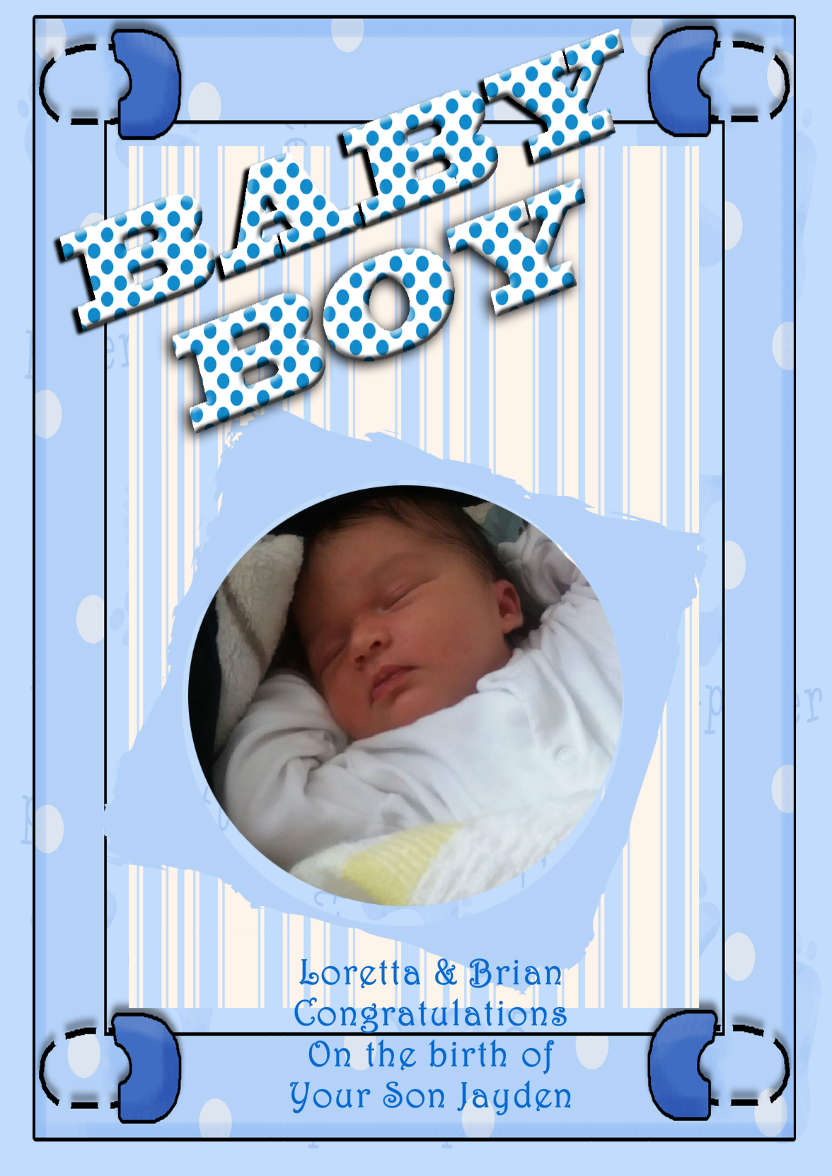 Baby Boy Celebrations - card made with Crafty Bob's Card Creator