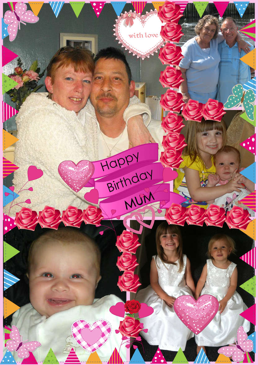 Multi-photo Card with Banner Pink - card made with Crafty Bob's Card Creator