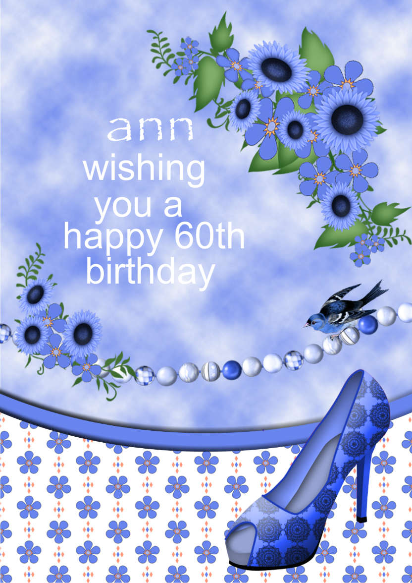Blue Flowers Birthday Card - card made with Crafty Bob's Card Creator