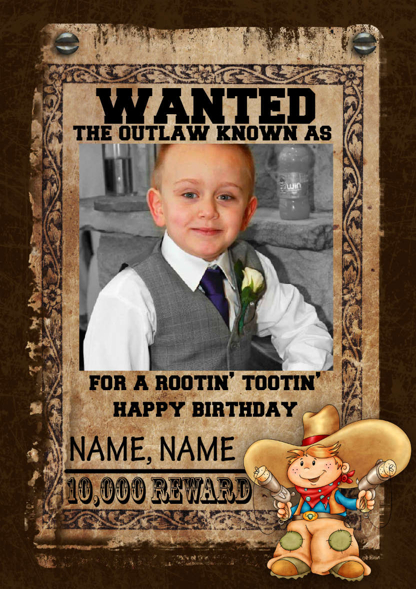 Fun Male Wanted Poster Birthday Card, Photo - card made with Crafty Bob's Card Creator